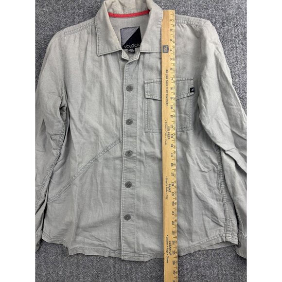 Volcom Shirt Mens Medium Gray Down The Hatchet Long Sleeve Button Front - Picture 3 of 7